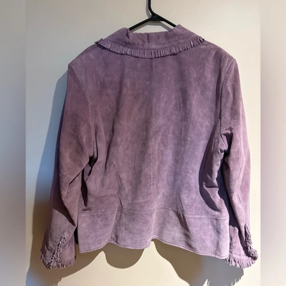 Lavender Suede Fringe Collar Jacket - Picture 5 of 13
